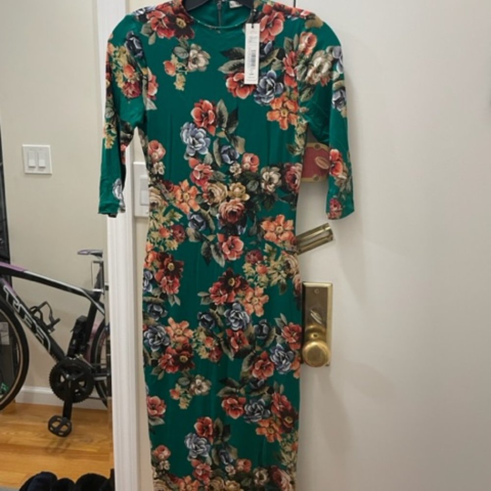 Alice + Olivia Teal Delora Bodycon Fitted Midi Stretch Dress SZ 0 NWT - Picture 5 of 9